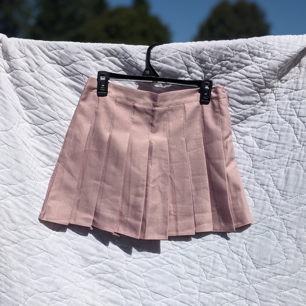 Pink Mauve Pleated Skirt w/ Safety Shorts